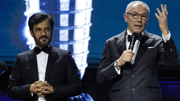 FIA president Mohammed Ben Sulayem (left) and F1 CEO Stefano Domenicali (right)